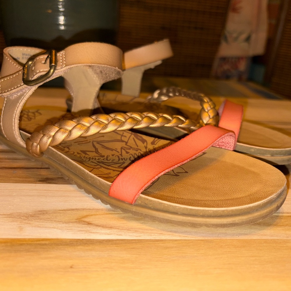 Chic Coral and Tan Kids Sandals